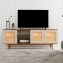 Ver imagem 1 de Rack para Tv 180cm Frentes com Palha Natural 100% Mdf Cor:louro com Luna