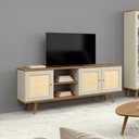 Ver imagem 3 de Rack para Tv 180cm Frentes com Palha Natural 100% Mdf Cor:louro com Luna