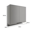 Ver imagem 2 de Armário Aéreo de Cozinha Miami 800mm 2 Portas C Porta Temperos Carraro Cinza Titânio