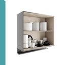 Ver imagem 3 de Armário Aéreo de Cozinha Miami 800mm 2 Portas C Porta Temperos Carraro Cinza Titânio