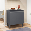 Ver imagem 1 de Balcão Cooktop 2 Portas 5 Bocas Andreia com Tampo Ajl Móveis:cinza