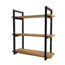 Ver imagem 2 de Kit de Prateleiras com Suporte em Aço Estilo Industrial Kit Prat Ind 3p:preto com Mel
