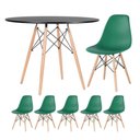 Ver imagem 1 de [encerrado] Kit - Mesa Eames 100 Cm Preto + 5 Cadeiras Eames Dsw Verde Escuro