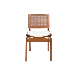 Cadeira Jantar Palhinha Assento Estofado Megan Conforto Cor Nozes:boucle Branco - 5