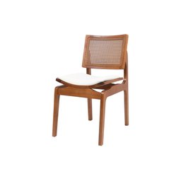 Cadeira Jantar Palhinha Assento Estofado Megan Conforto Cor Nozes:boucle Branco - 1