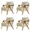 Ver imagem 1 de Kit 4 Poltronas Cadeira Marilia Recepção - Linho Bege