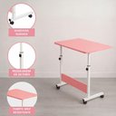 Ver imagem 4 de Mesa Rodinhas Computador Notebook Altura Ajustavel Escrivaninha Jantar Cama Sala Quarto Rosa