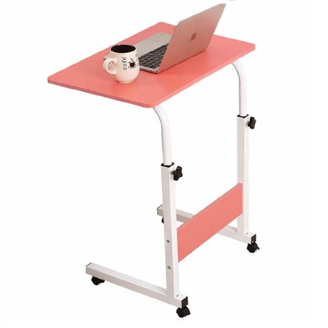 Mesa Rodinhas Computador Notebook Altura Ajustavel Escrivaninha Jantar Cama Sala Quarto Rosa