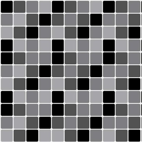 Papel de Parede Pastilhas Tons de Cinza e Preto - 1,50x0,50m
