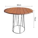 Ver imagem 2 de Mesa Logan 90cm Tampo em Madeira Maciça Envernizada para Área Externa Base Preta