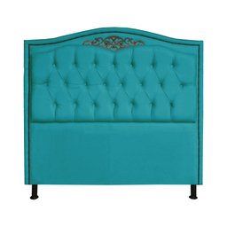Cabeceira mais Calçadeira Casal King 195cm Para Cama Box Greta Suede Azul Turquesa - DS Estofados - 3