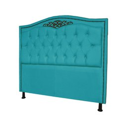 Cabeceira mais Calçadeira Casal King 195cm Para Cama Box Greta Suede Azul Turquesa - DS Estofados - 4
