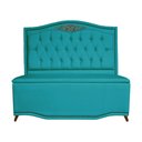 Ver imagem 1 de Cabeceira mais Calçadeira Casal King 195cm Para Cama Box Greta Suede Azul Turquesa - DS Estofados