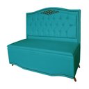 Ver imagem 2 de Cabeceira mais Calçadeira Casal King 195cm Para Cama Box Greta Suede Azul Turquesa - DS Estofados