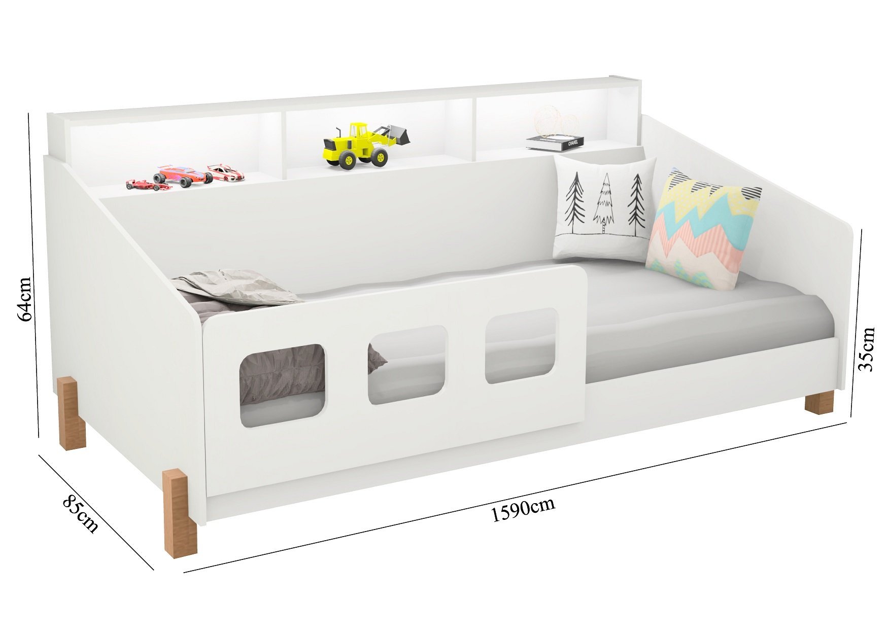 Cama Juvenil Montessoriana com Colchão e Led Mavi Branca - 3