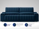 Ver imagem 3 de Sofá com Porta Copos Carregador USB Ret Rec Murano 2,30m Velosuede Petróleo - NETSOFAS