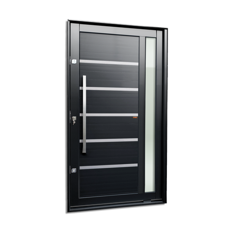 Porta Pivotante Alumínio Lambril Miraggio c/Pux.Esq. Elite Preto 240x150 Brimak