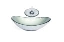 Ver imagem 1 de CUBA DE VIDRO OVAL 47CM PRATA + VALVULA + TORNEIRA CASCATA