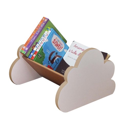 Porta Livros Nuvem - Revisteiro de Chão 60cm - Montessori:branco
