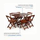 Ver imagem 6 de Conjunto Mesa Dobrável e 6 Cadeiras em Madeira Maciça 120x70cm Imbuia Marrom