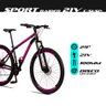 Bicicleta Aro 29 Quadro 17 Aço 21v com Suspensão Freio Disco Mecânico Sport Preto/Rosa - Raider - 6