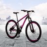 Bicicleta Aro 29 Quadro 17 Aço 21v com Suspensão Freio Disco Mecânico Sport Preto/Rosa - Raider - 2