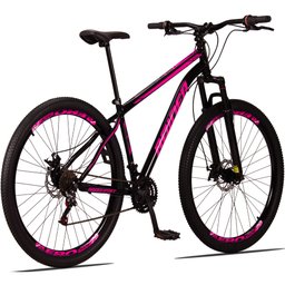 Bicicleta Aro 29 Quadro 17 Aço 21v com Suspensão Freio Disco Mecânico Sport Preto/Rosa - Raider - 5