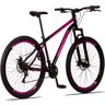 Bicicleta Aro 29 Quadro 17 Aço 21v com Suspensão Freio Disco Mecânico Sport Preto/Rosa - Raider - 5