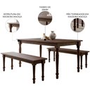 Ver imagem 3 de Mesa Madeira 160cm e 2 Bancos 137cm Rubia Café F07 - Mpozenato