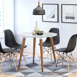 Mesa De Jantar Redonda 90cm 4 Lugares Tampo de Vidro Veneza C14 Branco - Mpozenato - 2 Mesa De Jantar Redonda 90cm 4 Lugares Tampo de Vidro Veneza C14 Branco - Mpozenato - 2