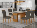 Ver imagem 1 de Conjunto Sala de Jantar Lara 1,60m com 6 Cadeiras Clara Plus Cinamomo/Off White/Joli Chumbo