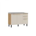 Ver imagem 3 de Balcão de Cozinha 120cm 3 Portas 2 Gavetas em MDF com Pia Inox Porto Itatiaia