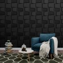 Ver imagem 2 de KIT 60 Placas 3D PVC Preto Decoração Revestimento de Parede e Teto (15m²) - RUBIK