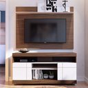 Ver imagem 1 de Rack com Painel para Tv até 55 Polegadas Bello 2 Portas Nogueira Real/off White - Pnr Móveis