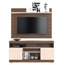 Ver imagem 2 de Rack com Painel para Tv até 55 Polegadas Bello 2 Portas Nogueira Real/off White - Pnr Móveis