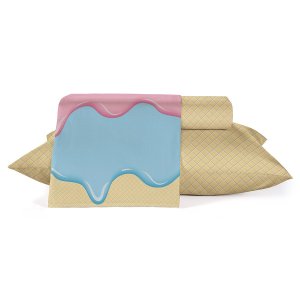 Jogo de Cama - Solteiro - Infantil - Sorvete - 3 Peças - 100% Algodão - Teka