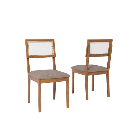 Kit 2 Cadeiras para Sala de Jantar Palmas Marrom Cinamomo/Bege