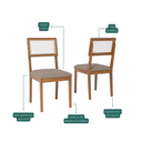 Ver imagem 3 de Kit 2 Cadeiras para Sala de Jantar Palmas Marrom Cinamomo/Bege