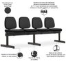 Cadeira Longarina 4 Lugares Recepção Sala de Espera Work F02 Crepe Preto - Lyam Decor - 2