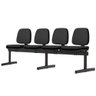 Cadeira Longarina 4 Lugares Recepção Sala de Espera Work F02 Crepe Preto - Lyam Decor - 4