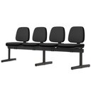 Ver imagem 4 de Cadeira Longarina 4 Lugares Recepção Sala de Espera Work F02 Crepe Preto - Lyam Decor