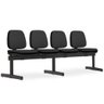 Cadeira Longarina 4 Lugares Recepção Sala de Espera Work F02 Crepe Preto - Lyam Decor - 1