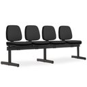 Ver imagem 1 de Cadeira Longarina 4 Lugares Recepção Sala de Espera Work F02 Crepe Preto - Lyam Decor
