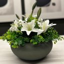 Ver imagem 4 de Arranjo Grande Centro Mesa Lírio Branco Artificial Vaso Verde Decore Fácil Shop