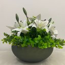 Ver imagem 5 de Arranjo Grande Centro Mesa Lírio Branco Artificial Vaso Verde Decore Fácil Shop