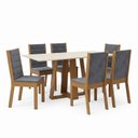 Ver imagem 2 de Conjunto Sala de Jantar Mesa Lisa 160cm Tampo MDF Canto Reto 6 Cadeiras Evelin