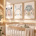 Ver imagem 2 de Kit 3 Quadros Infantil Animais Safari Quarto Bebê Menino Menina 40x60 Moldura Madeira NO6