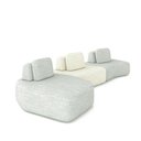 Ver imagem 3 de Sofá Ilha Sala de Estar Dakota 3 Módulos 454cm Encostos Almofadas Soltas Linho Cinza/OffWhite G33 -