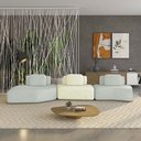 Ver imagem 1 de Sofá Ilha Sala de Estar Dakota 3 Módulos 454cm Encostos Almofadas Soltas Linho Cinza/OffWhite G33 -