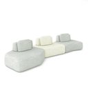 Ver imagem 2 de Sofá Ilha Sala de Estar Dakota 3 Módulos 454cm Encostos Almofadas Soltas Linho Cinza/OffWhite G33 -